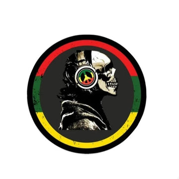 Skull 'Rasta Peace Headphones' Vinyl Car Sticker