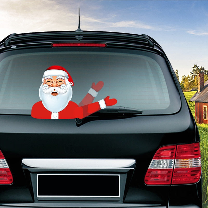 Santa Claus 'Happy Waving' Vinyl Car Wiper Sticker