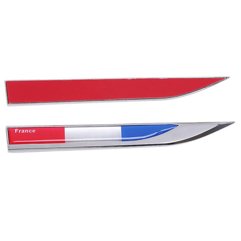 Side Fender Knife 'France Emblem Flag' Metal Car Sticker