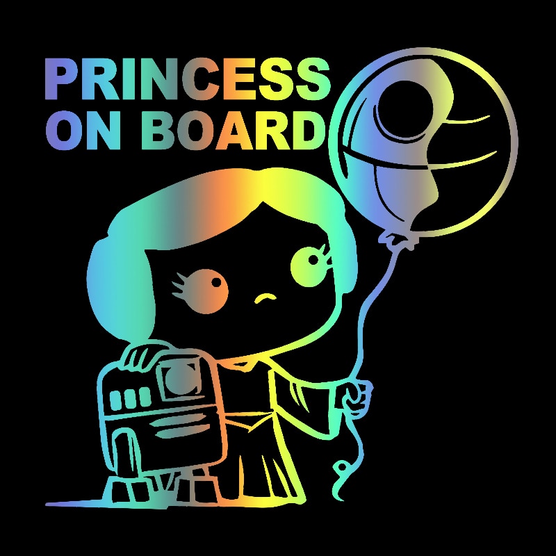 Princess on Board 'Princess Leia | R2-D2 And Death Star Balloon' Vinyl Car Sticker