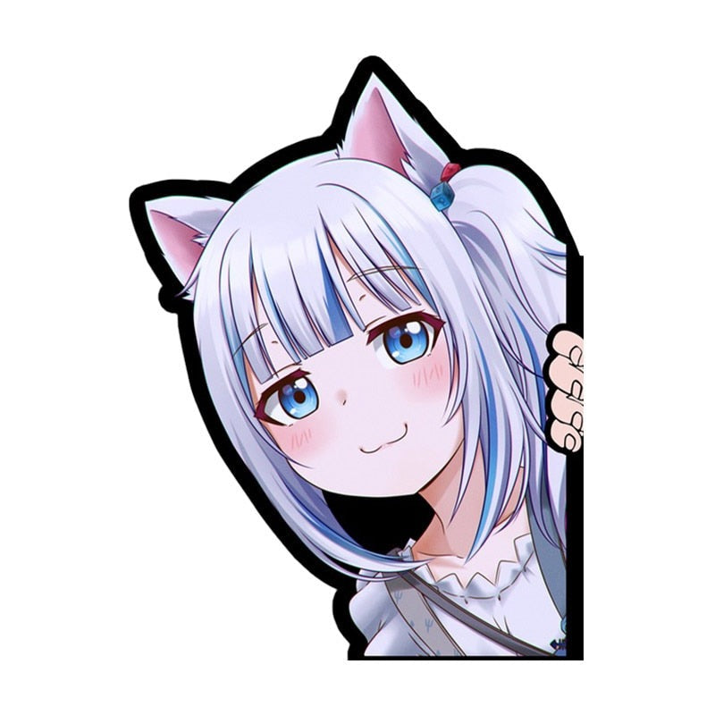 Virtual YouTuber 'Gawr Gura | Half Smile' Vinyl Car Peeker Sticker