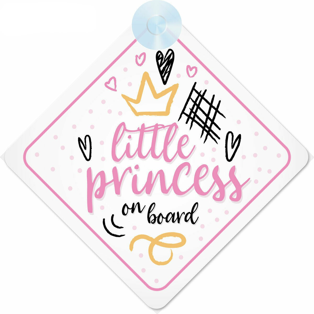 Little Princess On Board 'Crown and Heart' Vinyl Car Sticker