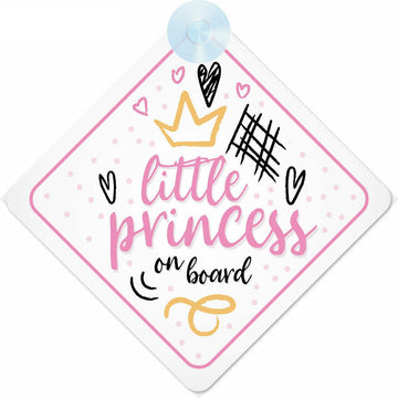 Little Princess On Board 'Crown and Heart' Vinyl Car Sticker