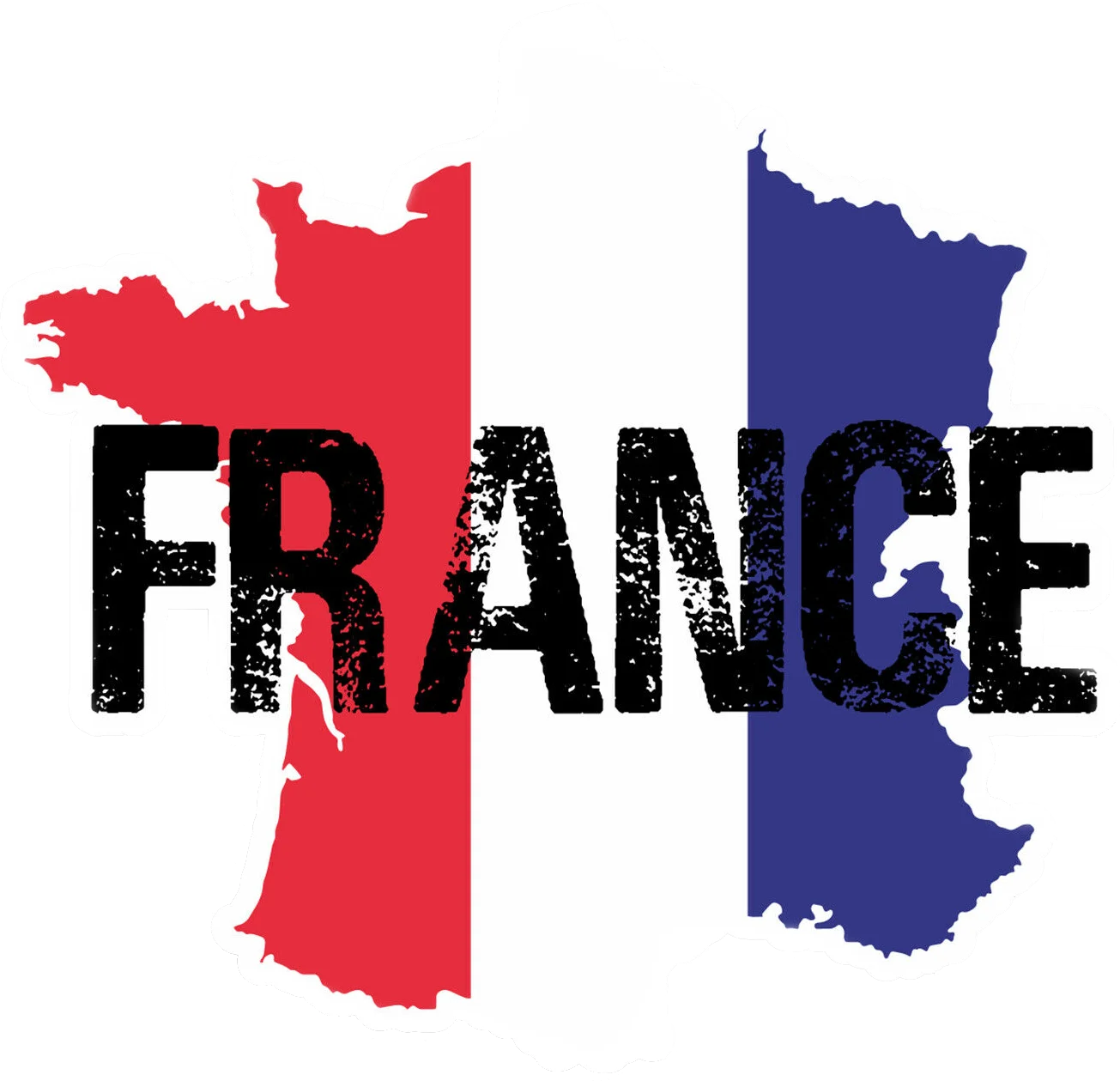 France Flag 'Map' Vinyl Car Sticker