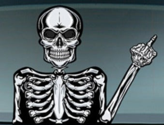 Skull 'Skeleton | F U' Vinyl Car Wiper Sticker