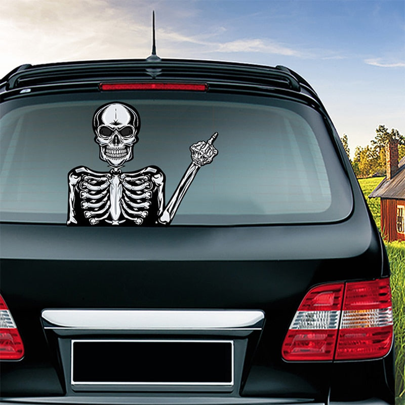 Skull 'Skeleton | F U' Vinyl Car Wiper Sticker