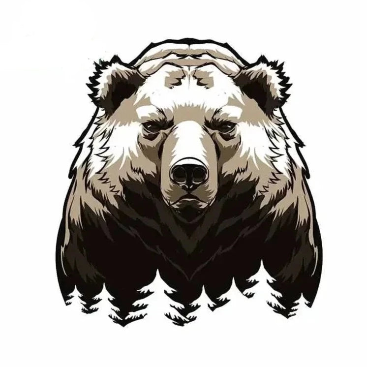 Bear 'Serious | Pines Trees' Vinyl Car Sticker