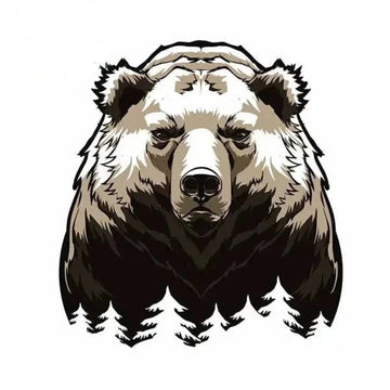 Bear 'Serious | Pines Trees' Vinyl Car Sticker