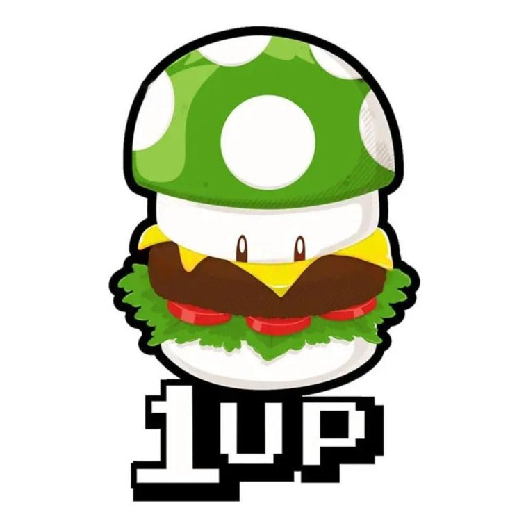 Super Mario Bros. 'Burger Mushroom 1Up' Vinyl Car Sticker