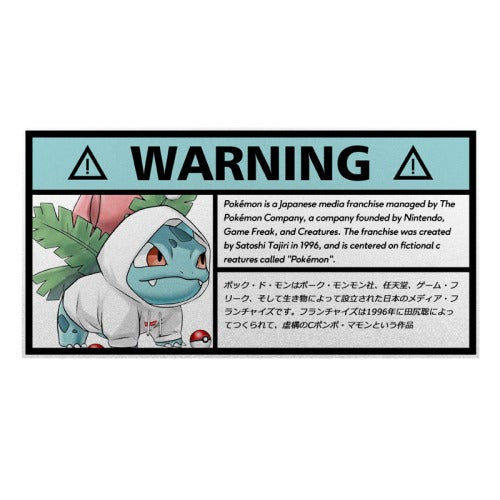 Warning Sign 'Ivysaur | Wearing Hoodie Jacket' Vinyl Car Sticker
