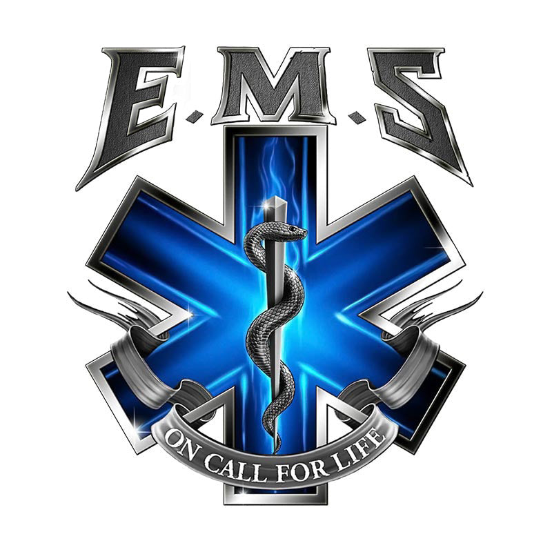 Cool EMS 'On Call For Life | Snake On Sword' Vinyl Car Sticker
