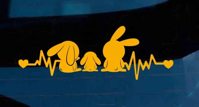 Cute Rabbits 'Heartbeat' Vinyl Car Sticker