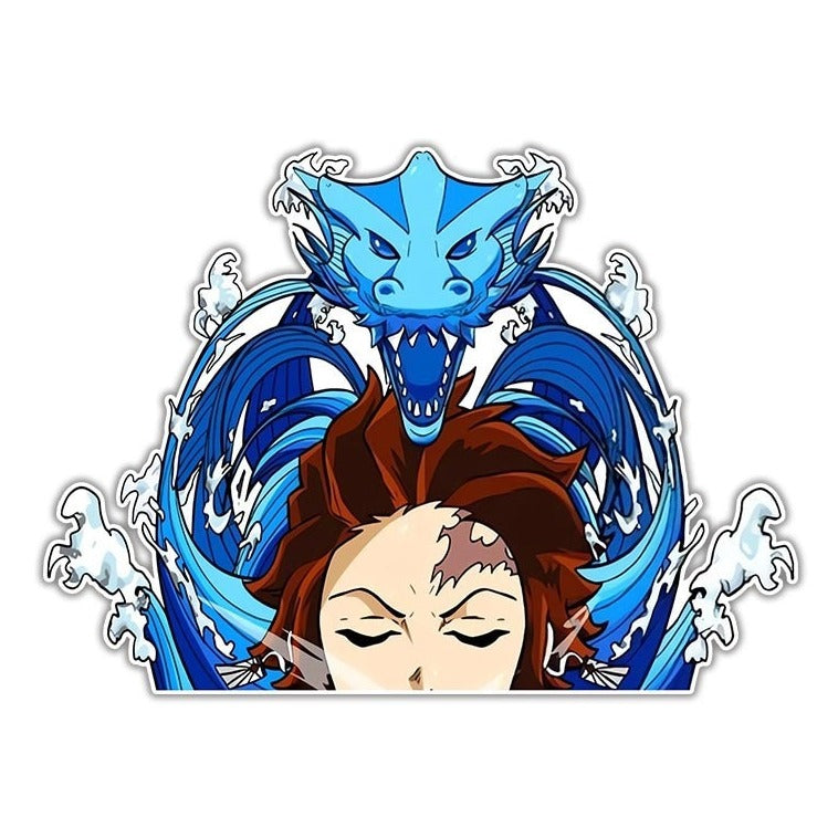 Demon Slayer 'Tanjiro | Water Dragon' Vinyl Car Peeker Sticker