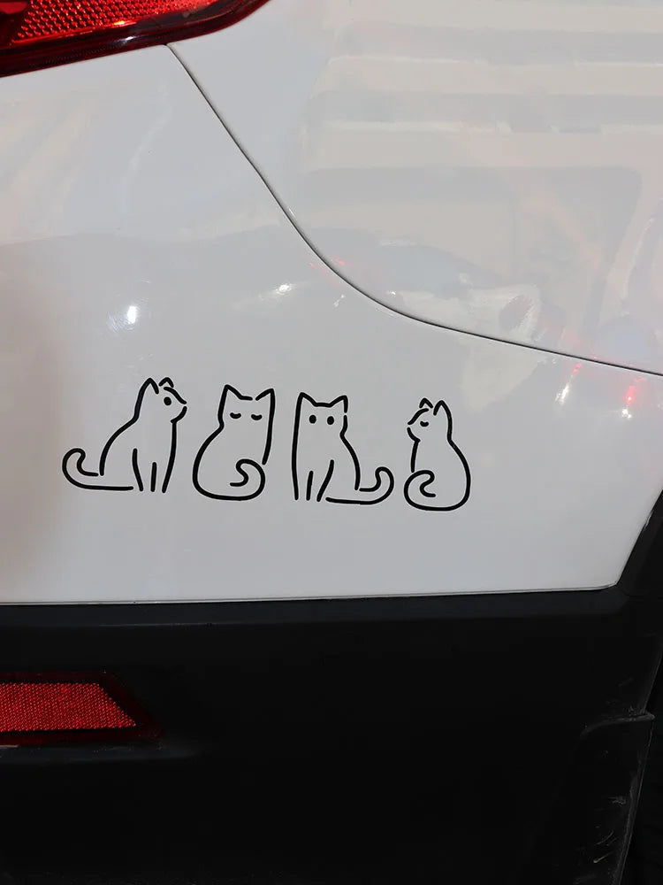 Cute 'Four Cats | Sitting' Vinyl Car Sticker
