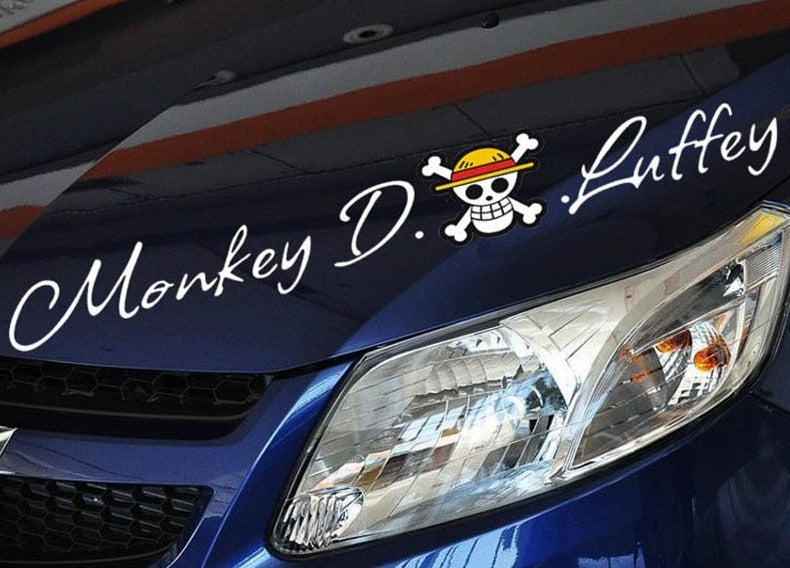 One Piece 'Monkey D. Luffey | Black And White Font' Vinyl Car Sticker