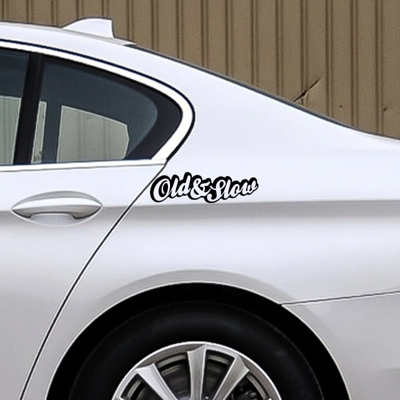 Cool Font 'Old and Slow' Vinyl Car Sticker