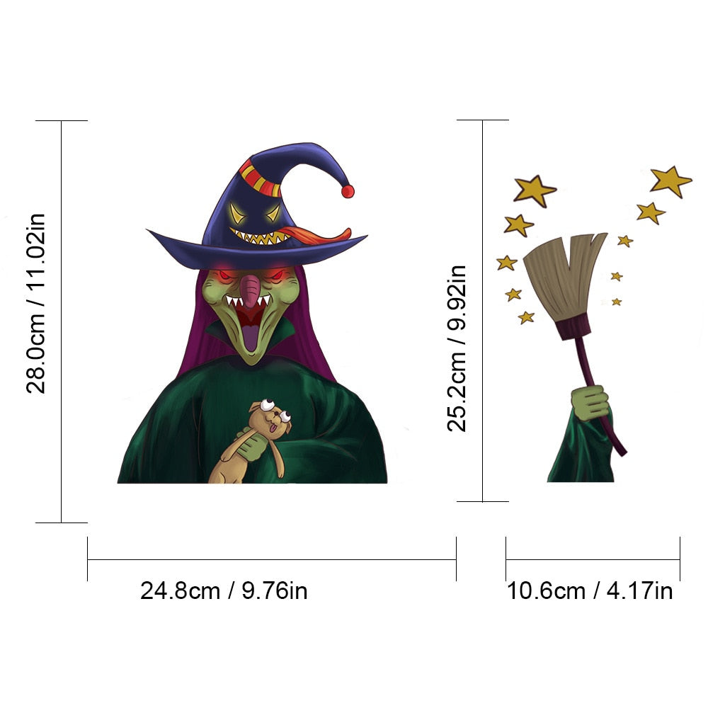 Halloween 'Scary Witch | Broom And Hat' Vinyl Car Wiper Sticker