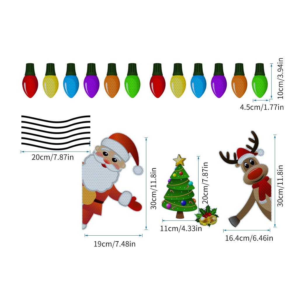 Santa Claus 'Rudolph x Christmas Tree x Mistletoe | Light Bulbs' Vinyl Car Magnetic Sticker