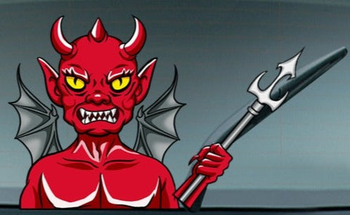Halloween 'Three Horned Devil | Trident' Vinyl Car Wiper Sticker