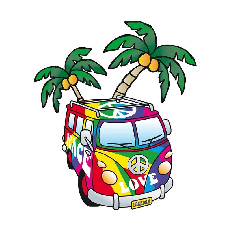 Travel Camping 'Colorful Van | Coconut Tree | Love' Vinyl Car Sticker