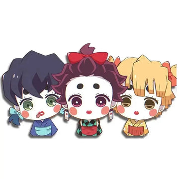 Demon Slayer 'Inosuke x Tanjiro x Zenitsu | Japanese Dolls' Vinyl Car Sticker