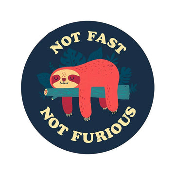 Cute Sloth Sleeping 'Not Fast | Not Furious' Vinyl Car Sticker