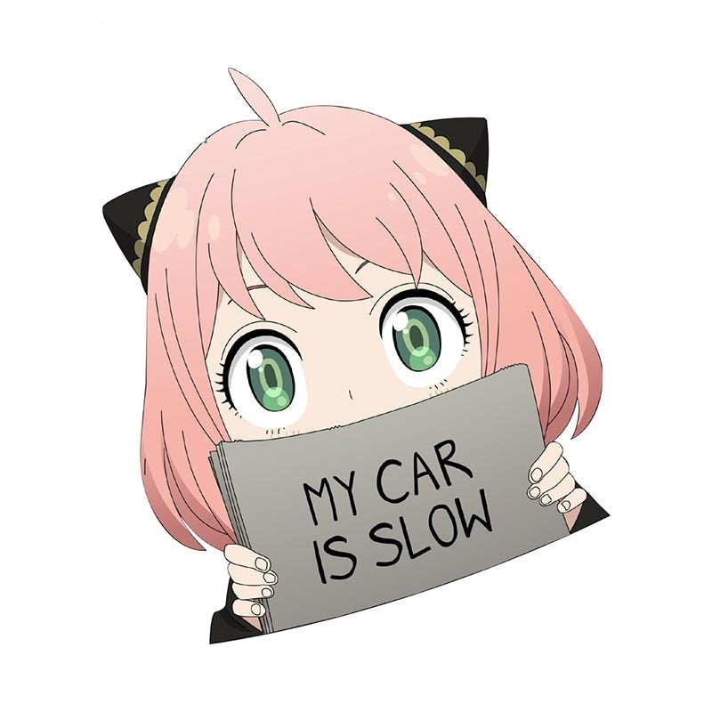 Spy x Family 'Anya | My Car Is Slow | Shocked' Vinyl Car Peeker Sticker