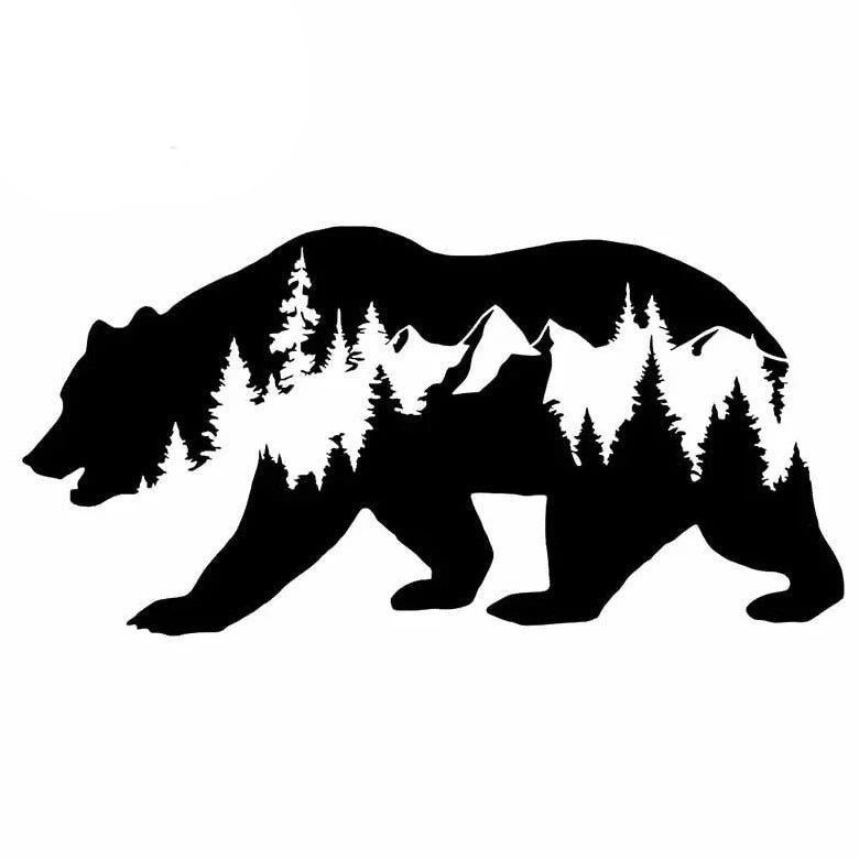 Bear 'White Forest Image' Vinyl Car Sticker