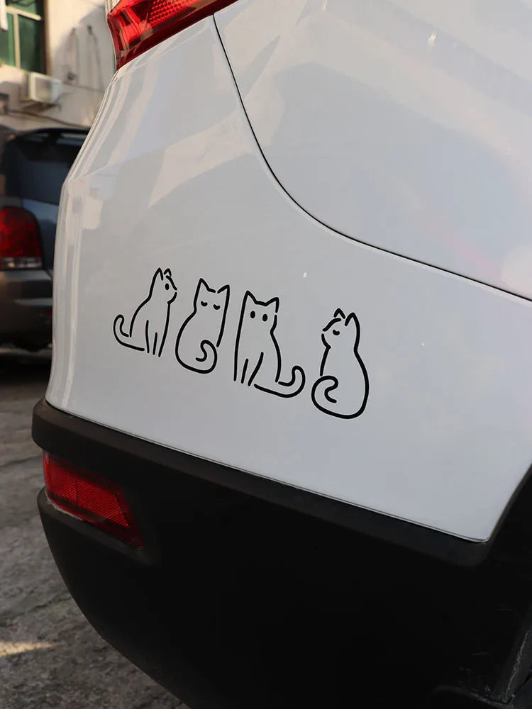Cute 'Four Cats | Sitting' Vinyl Car Sticker