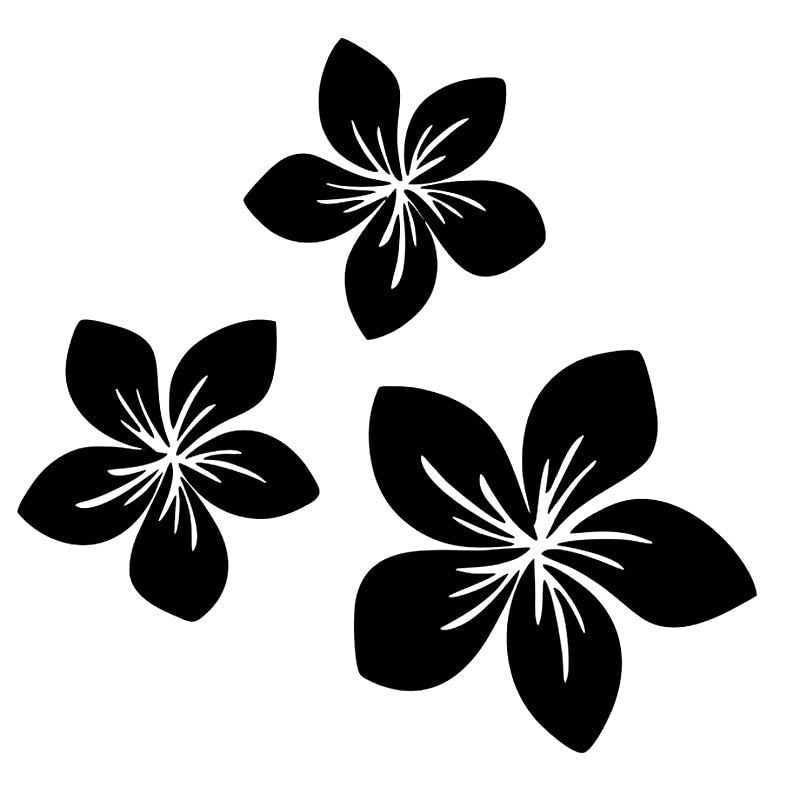 Plumeria Flower 'Black And White' Vinyl Car Sticker