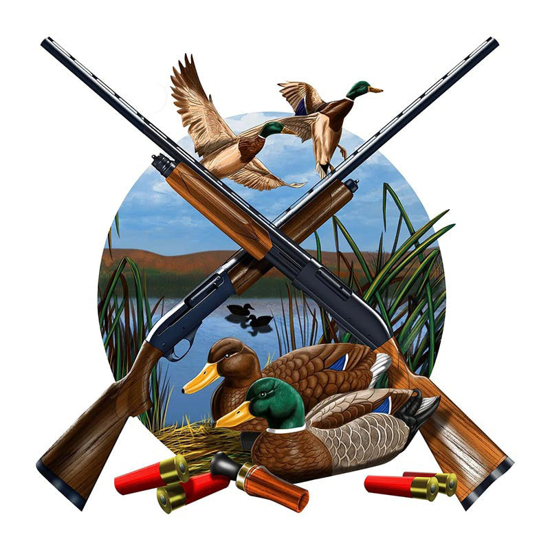 Travel Camp 'Duck Hunting | Two Guns' Vinyl Car Sticker