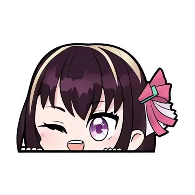 Virtual YouTuber 'Chibi AZKi | Winking' Vinyl Car Peeker Sticker