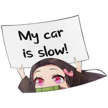 Demon Slayer 'Nezuko | My Car Is Slow!' Vinyl Car Peeker Sticker