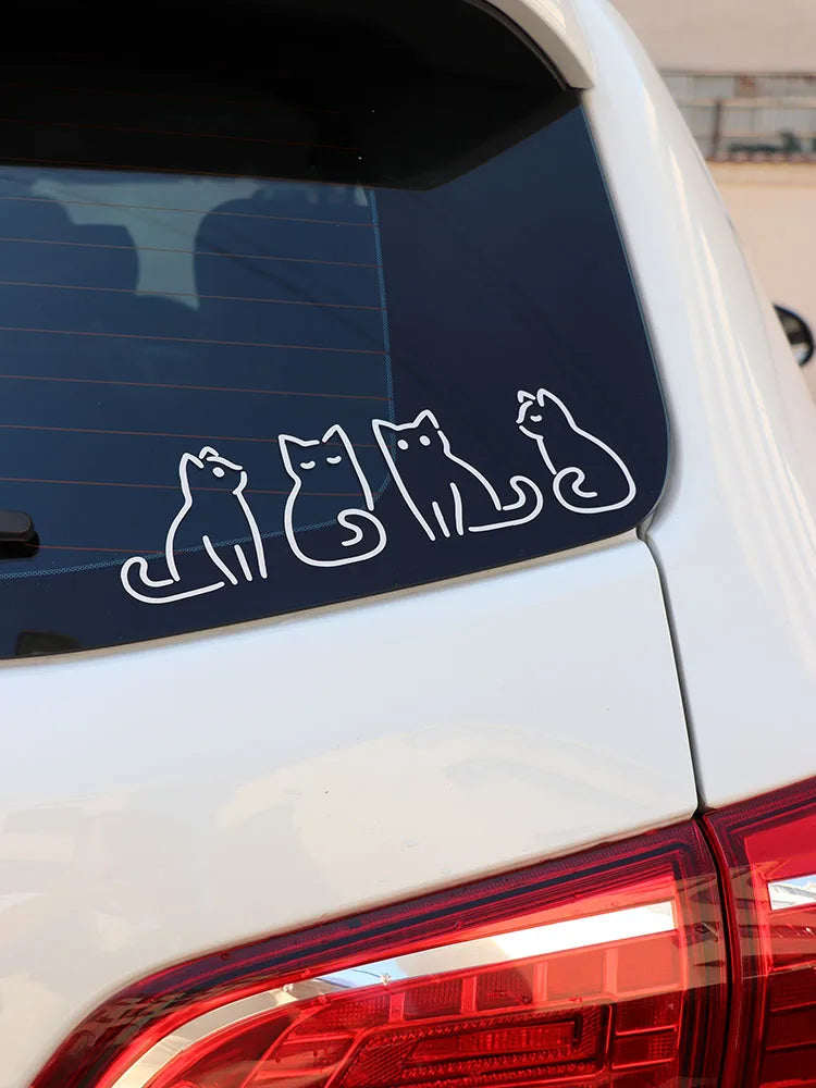 Cute 'Four Cats | Sitting' Vinyl Car Sticker