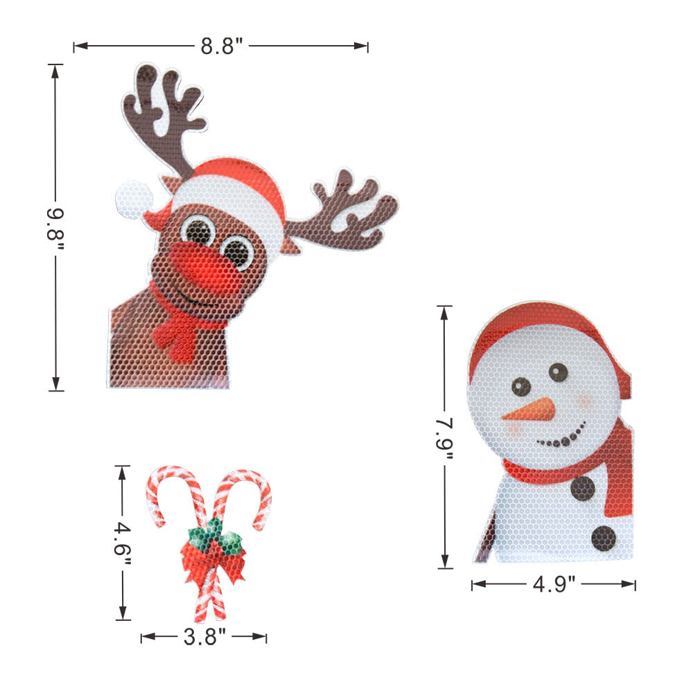 Christmas Decor 'Rudolph x Candy Cane x Snowman' Vinyl Car Magnetic Sticker