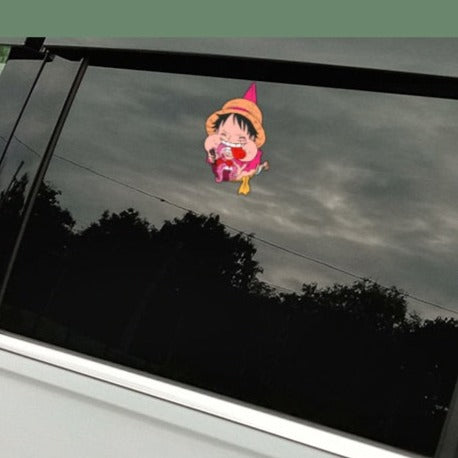 One Piece 'Hanging Luffy | Happily Eating' Vinyl Car Sticker