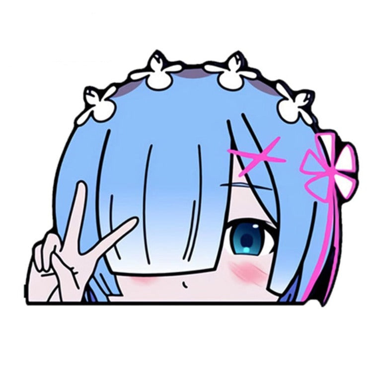 Re:Zero 'Cute Rem | Peace Sign' Vinyl Car Peeker Sticker