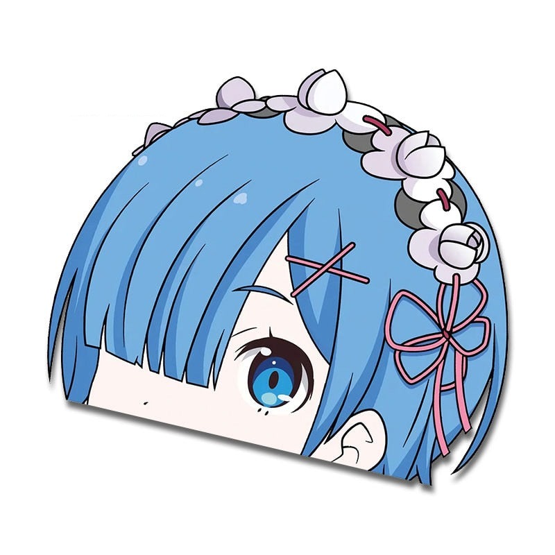 Re:Zero 'Rem | Flower Headband' Vinyl Car Peeker Sticker