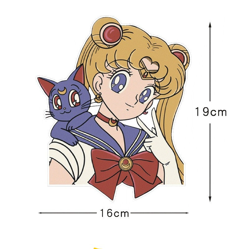 Sailor Moon And Luna 'Peace Sign' Vinyl Car Peeker Sticker