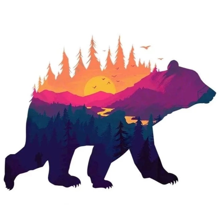 Bear 'Sun Set Image' Vinyl Car Sticker