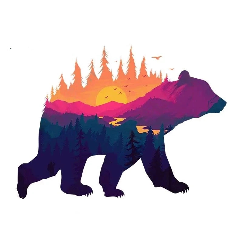 Bear 'Sun Set Image' Vinyl Car Sticker