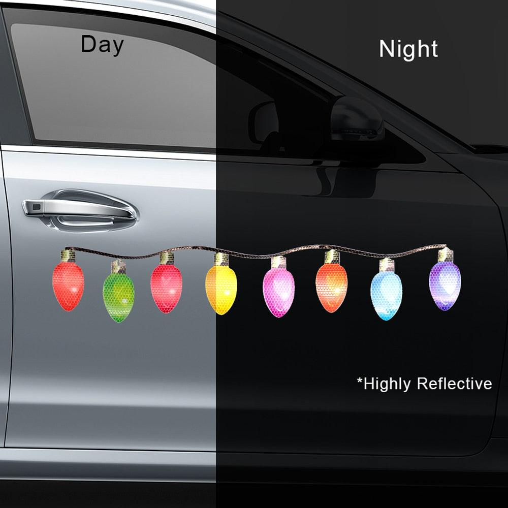 Cute Christmas Decor 'Colored Light Bulbs | 8 Pieces' Vinyl Car Magnetic Sticker