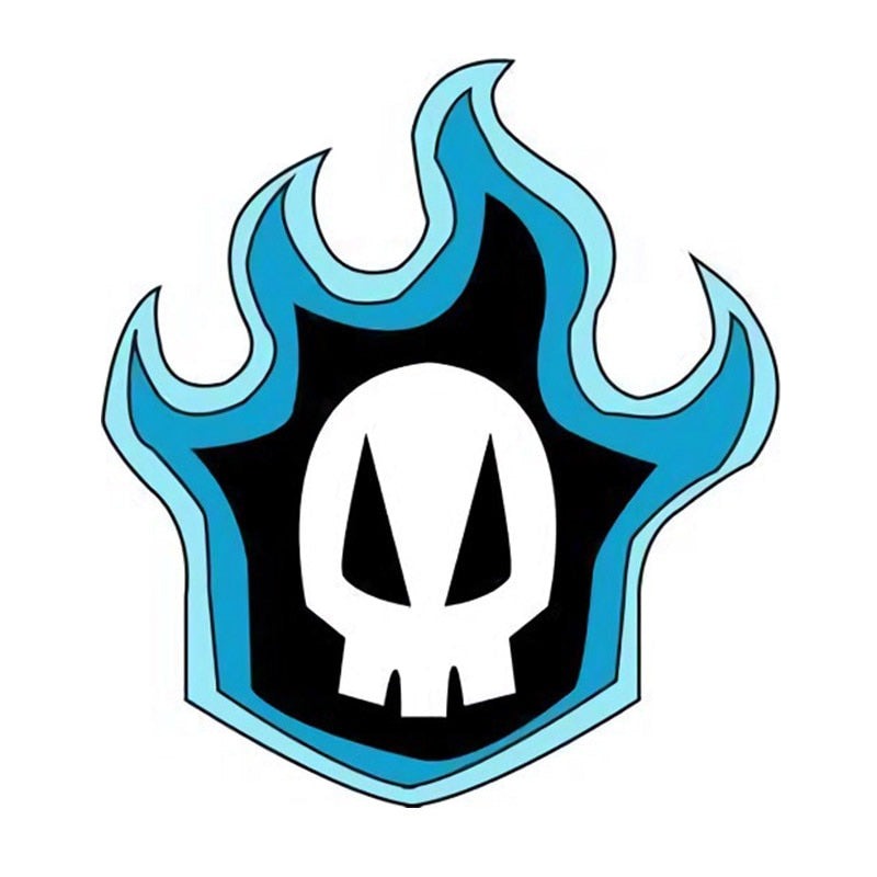 Bleach 'Skull Logo | Light Blue Flames' Vinyl Car Sticker