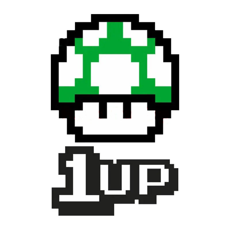 Super Mario Bros. 'Green Mushroom 1Up Pixel' Vinyl Car Sticker