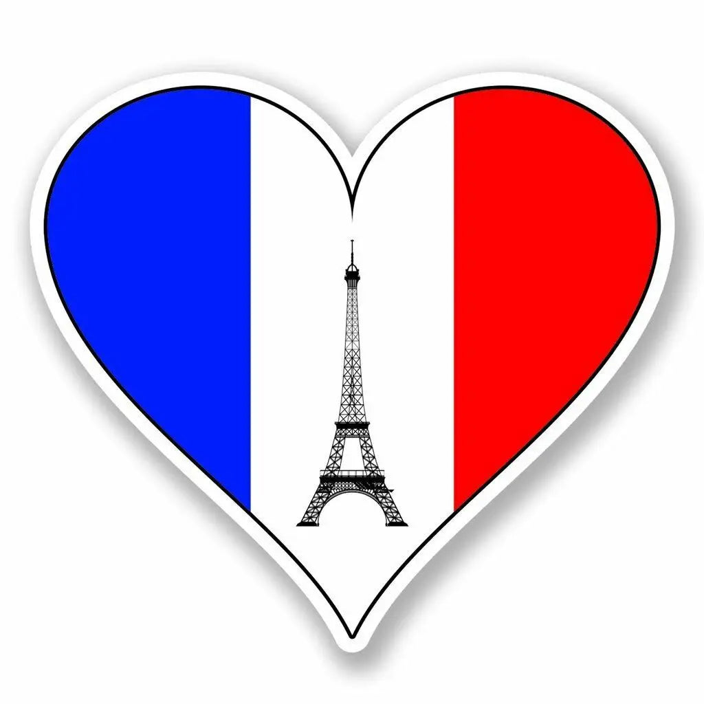 France Heart Flag 'Eiffel Tower' Vinyl Car Sticker