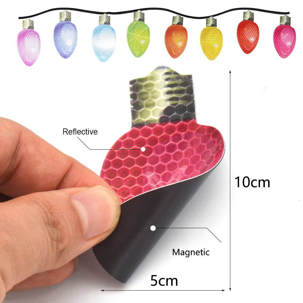 Cute Christmas Decor 'Colored Light Bulbs | 8 Pieces' Vinyl Car Magnetic Sticker