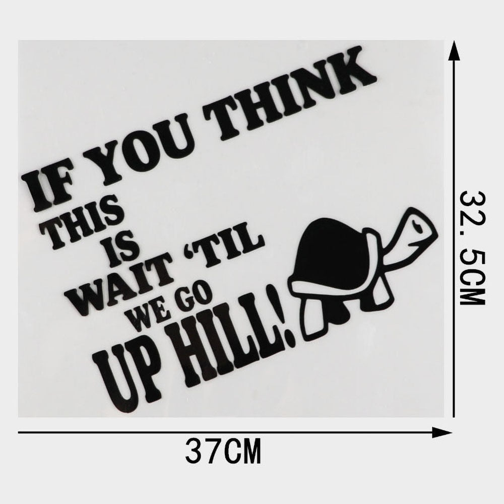 Turtle 'If You Think This Is - Wait 'Til We Go Up Hill' Vinyl Car Sticker
