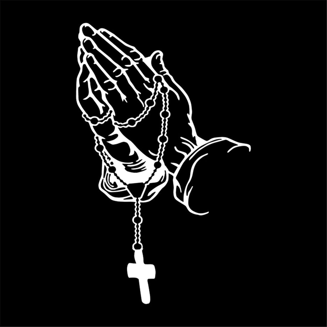 Praying Hands 'Rosary' Vinyl Car Sticker