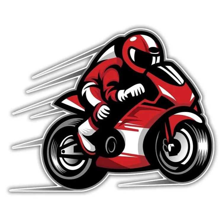 Motorbike Rider 'Red Suit | Right Side' Vinyl Car Sticker