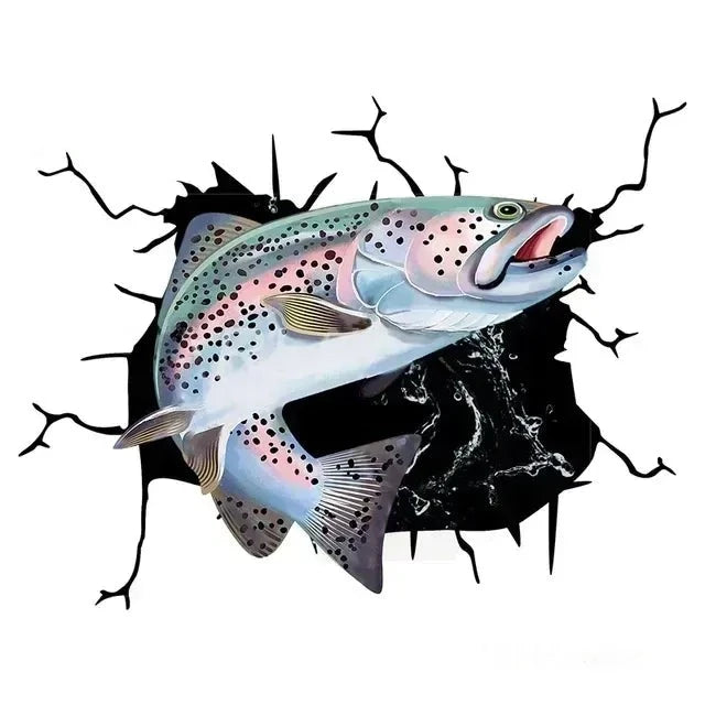 Rainbow Trout 'Swim Left' Car Window Vinyl Sticker